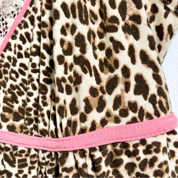 IN BLOOM by JONQUIL Cheetah Print Chemise Cream Lace, Pink Trim Womens Large - Picture 7 of 16